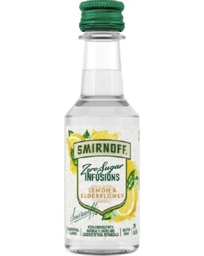 Smirnoff Zero Sugar Vodka Infusions Lemon & Elderflower 20 Mini Bottles 50ml - 