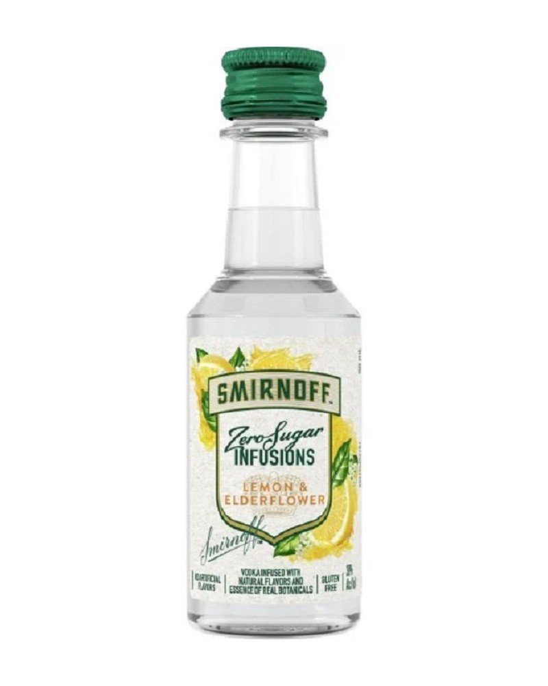 Smirnoff Zero Sugar Vodka Infusions Lemon & Elderflower 20 Mini Bottles 50ml - 