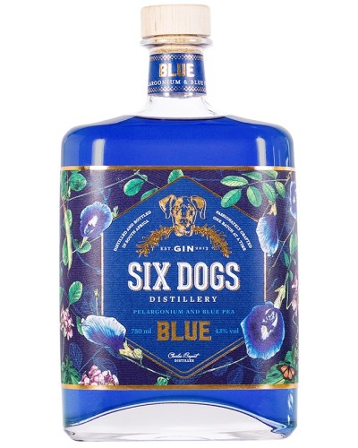 Six Dogs Distillery Blue Gin 750ml - 