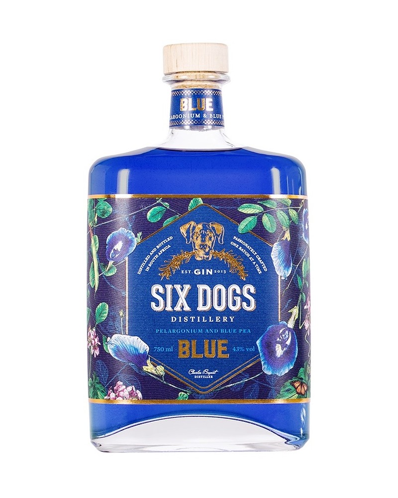 Six Dogs Distillery Blue Gin 750ml - 
